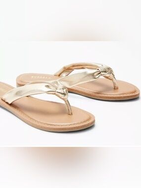 Express Metallic Gold Knot-Front Thong Sandals